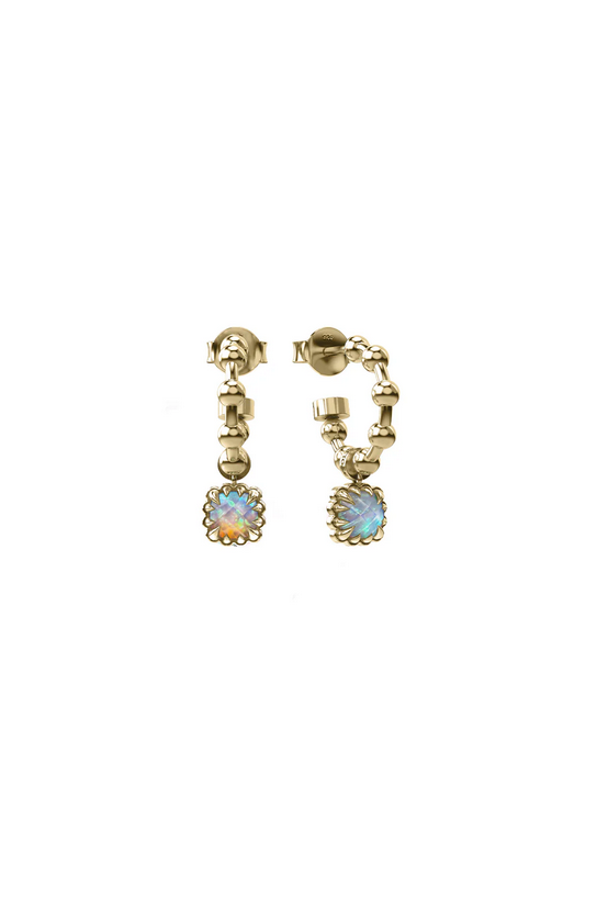 Stolen Girlfriends Club 18ct Gold Plated Opal Baby Claw Ball Chain Sleeper Earrings