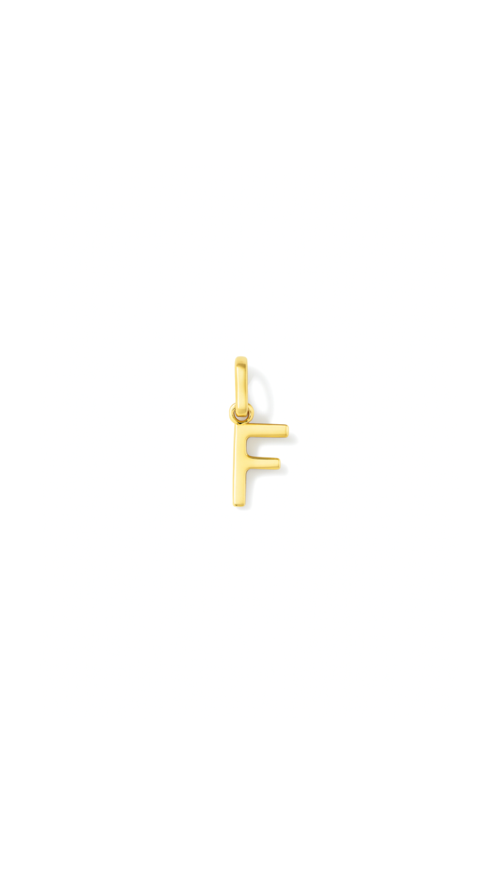 9ct Yellow Gold Mini Initial 'F' Pendant