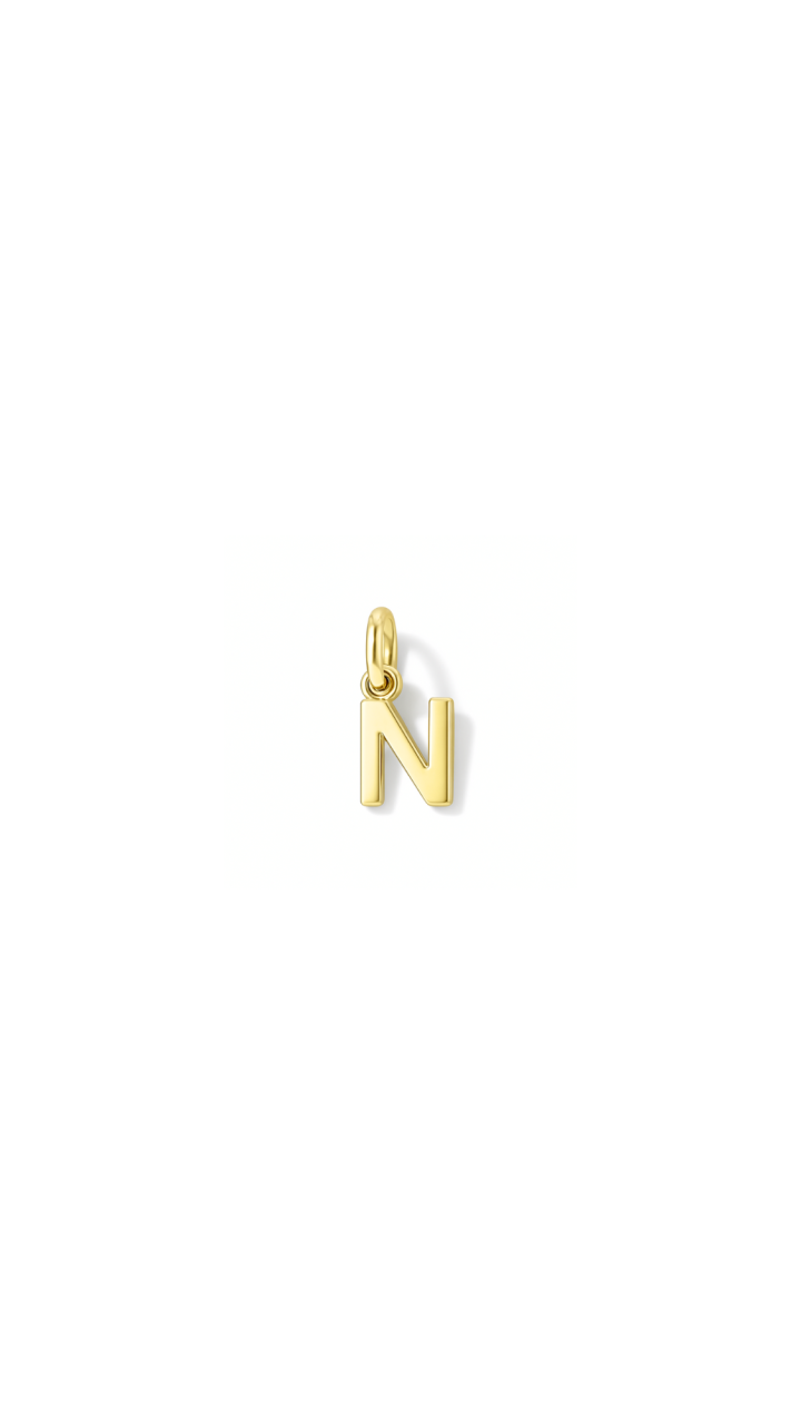 9ct Yellow Gold Mini Initial 'N' Pendant