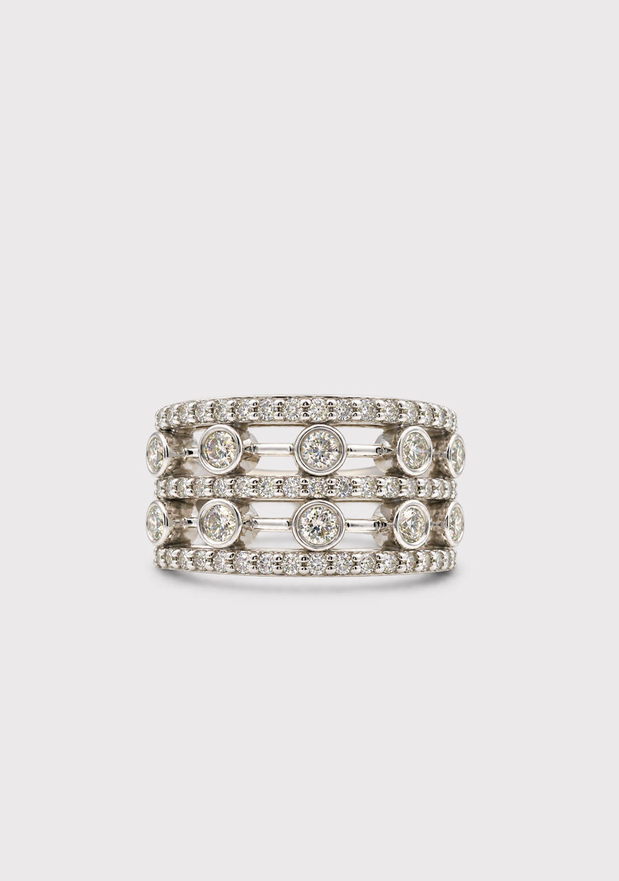 9ct Yellow & White Gold 1ct Diamond Wide Dress Ring
