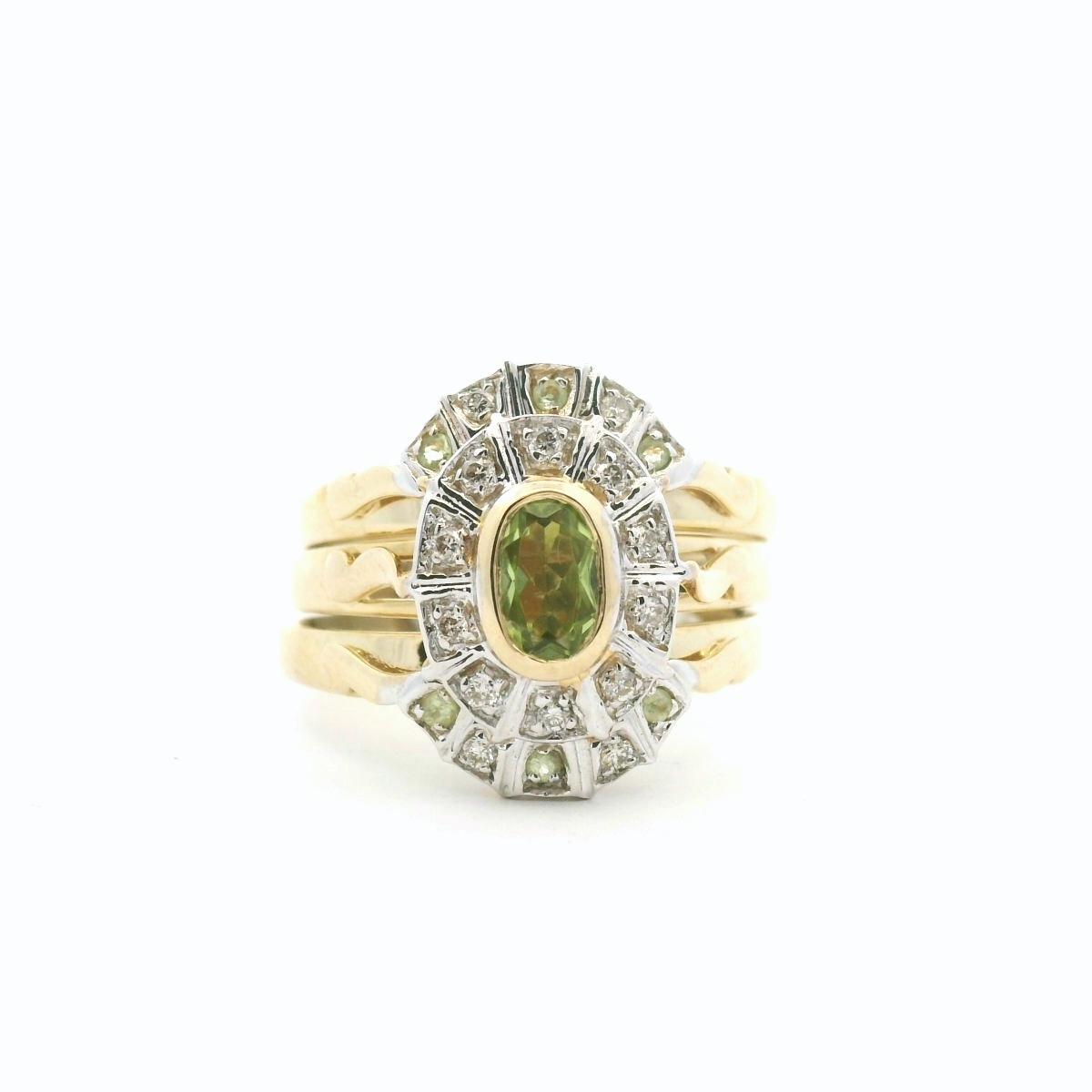 Peridot & Diamond 9ct Yellow Gold Ring Set