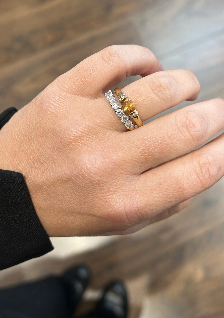 9ct Yellow Gold Citrine & Diamond Ring