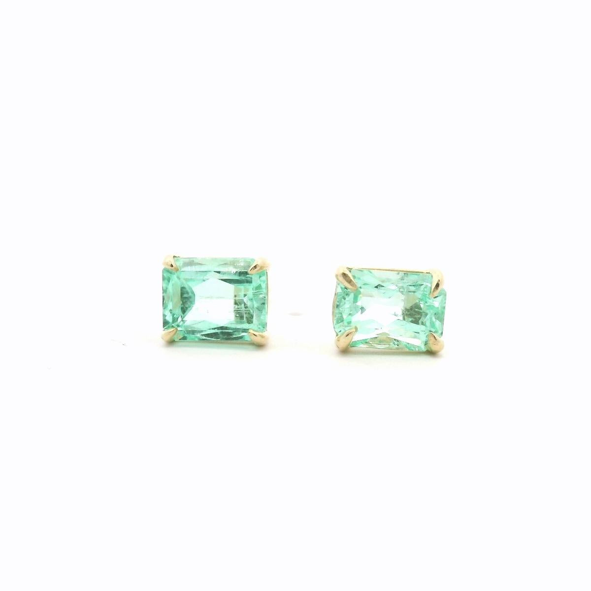 Colombian Emerald 9ct Yellow Gold Emerald Studs
