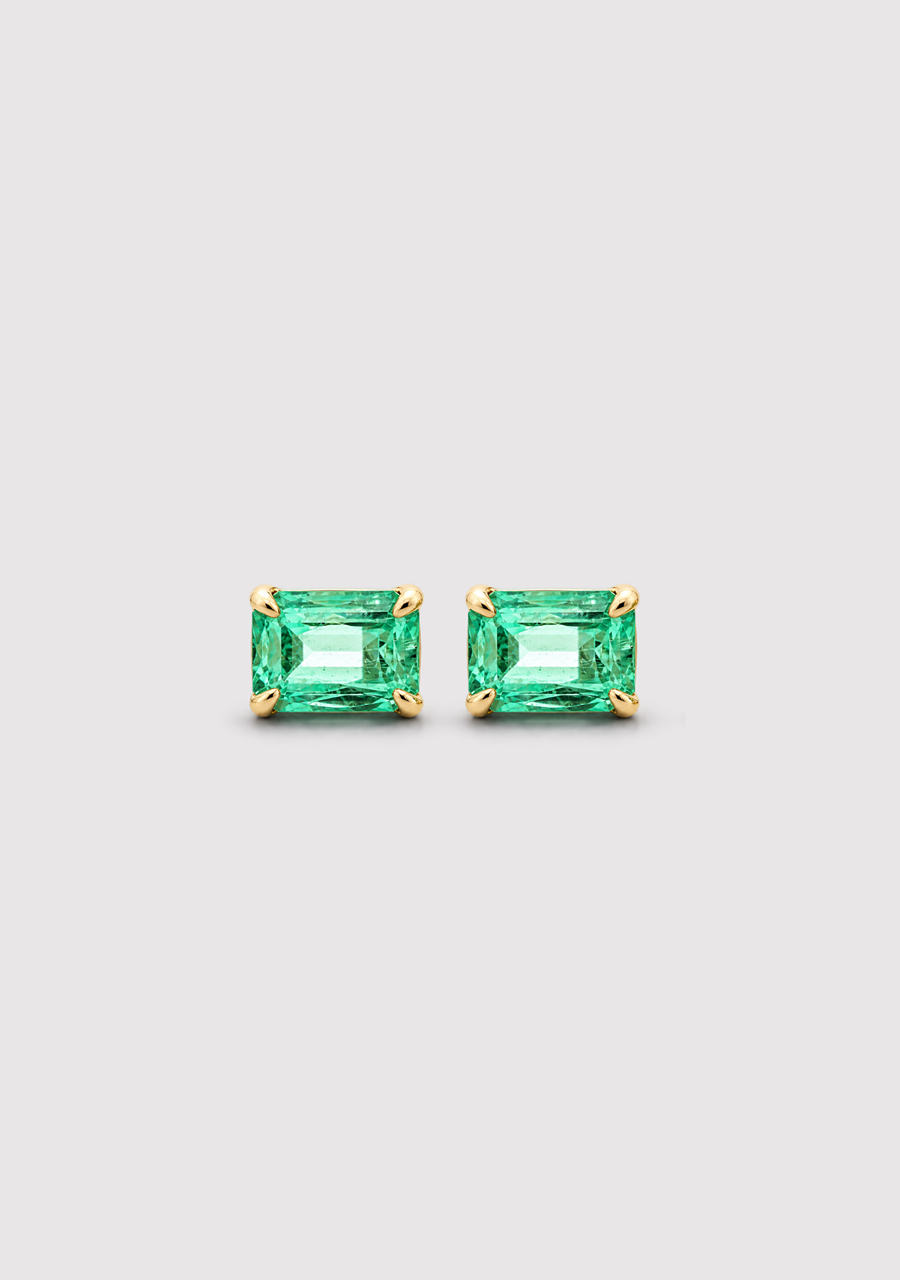 Colombian Emerald 9ct Yellow Gold Emerald Studs