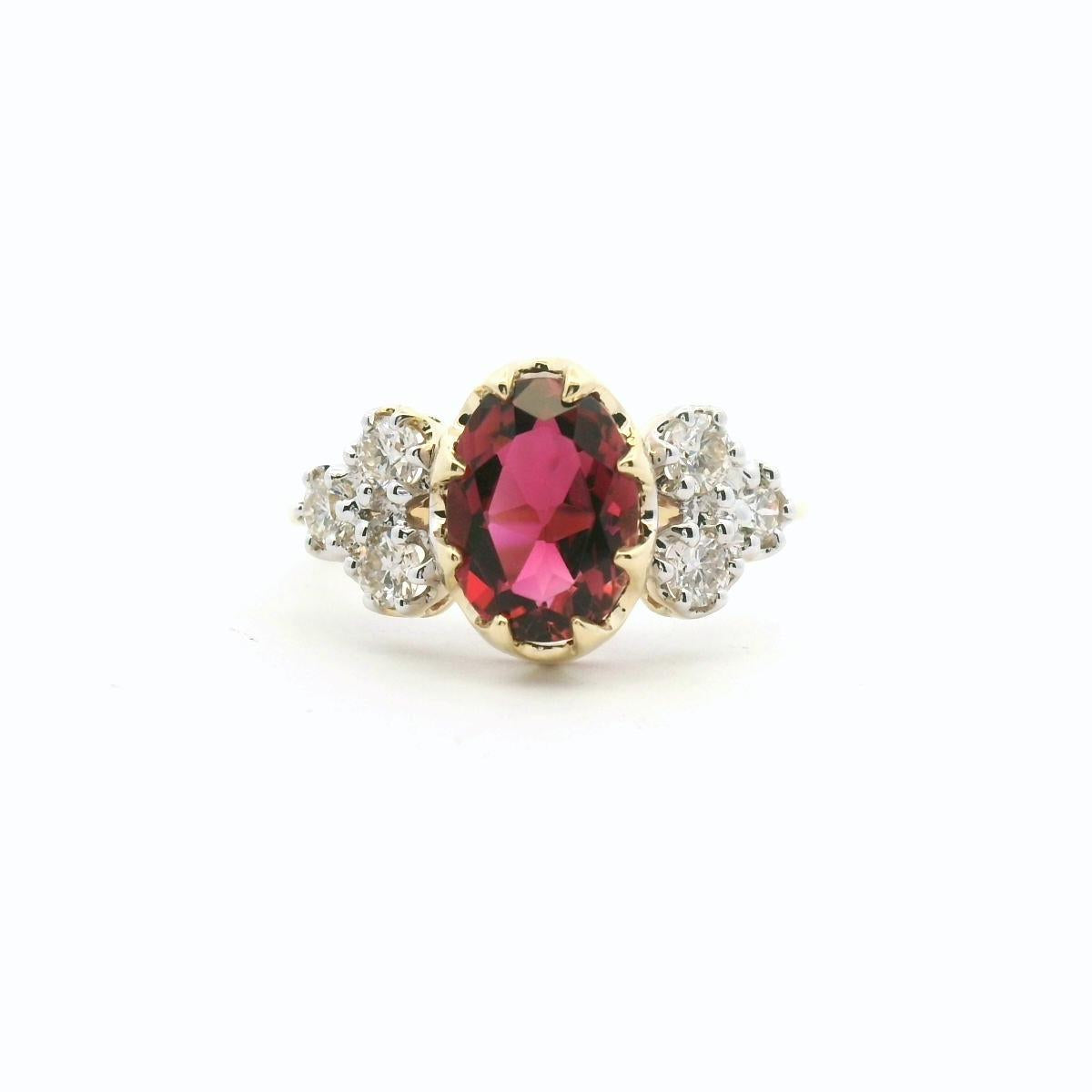 Pink Tourmaline & Diamond 9ct Yellow Gold Dress Ring