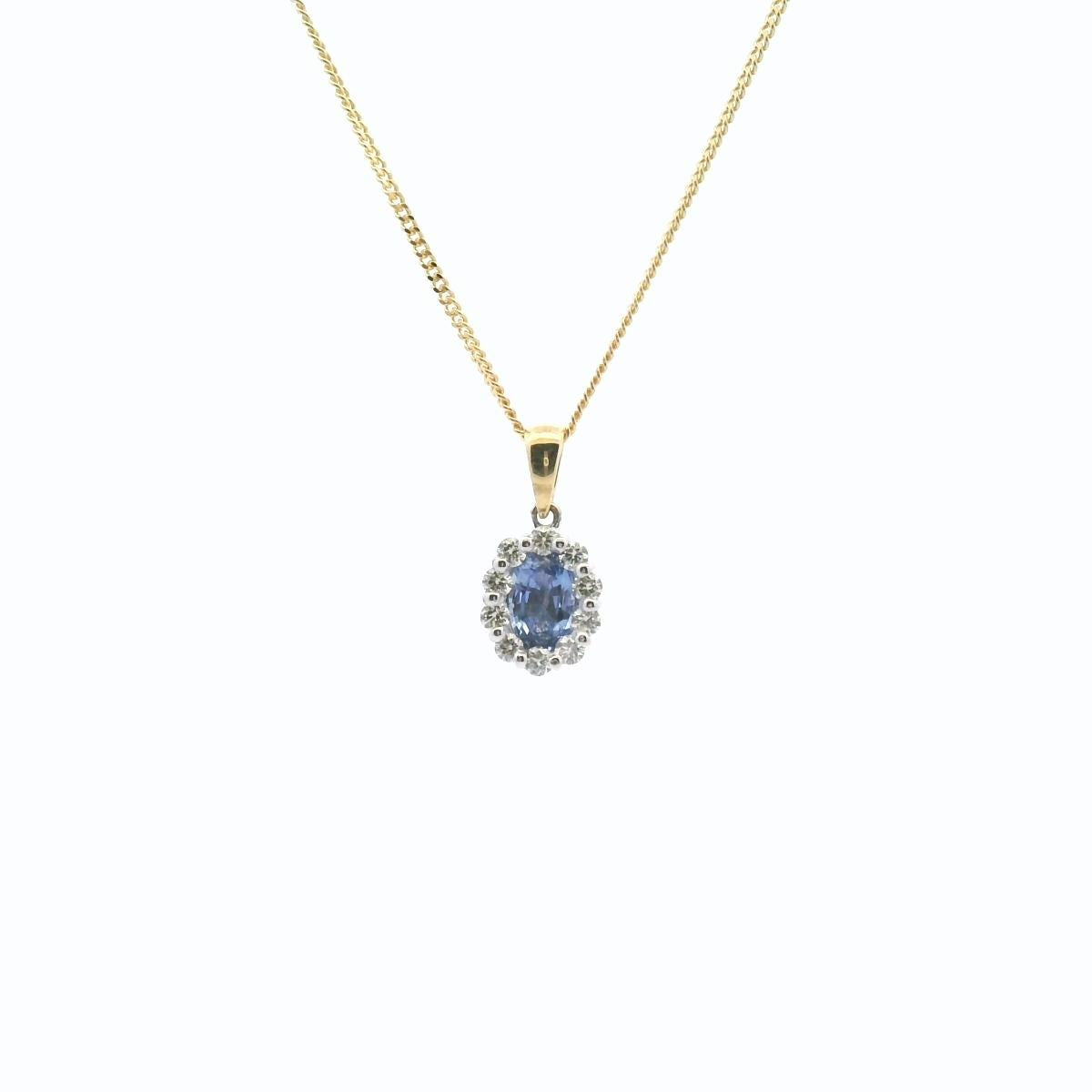 Ceylonese Sapphire & Diamond 18ct Yellow & Whtie GoldPendant