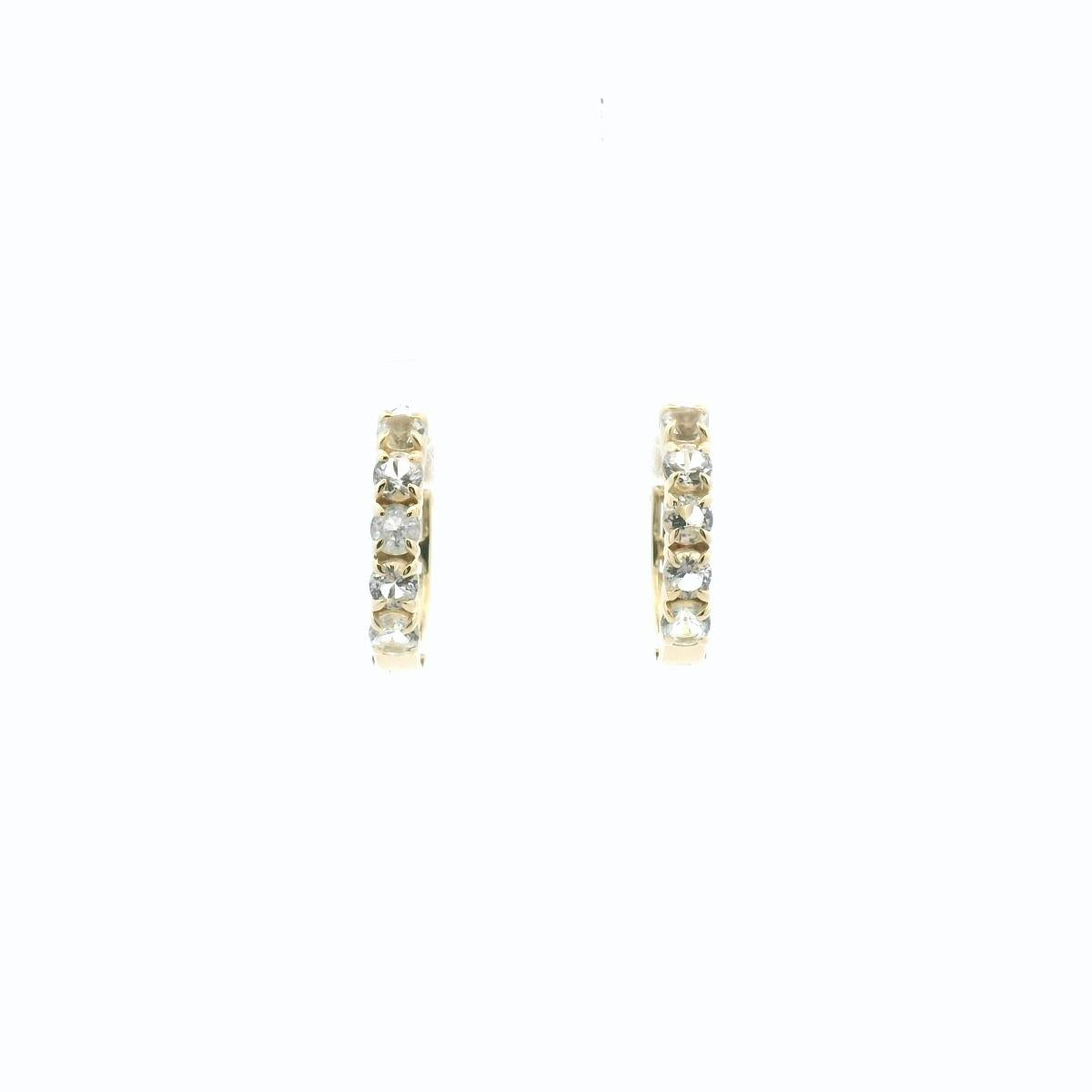 White Topaz Round 9ct Yellow Gold Hoop Earrings