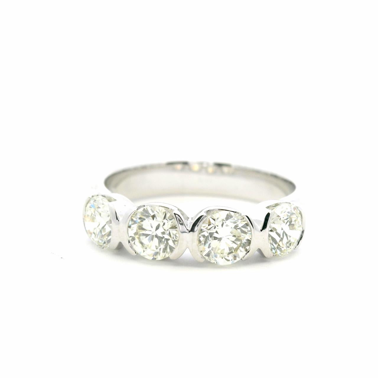 18ct White Gold Semi Bezel Four Diamond Ring