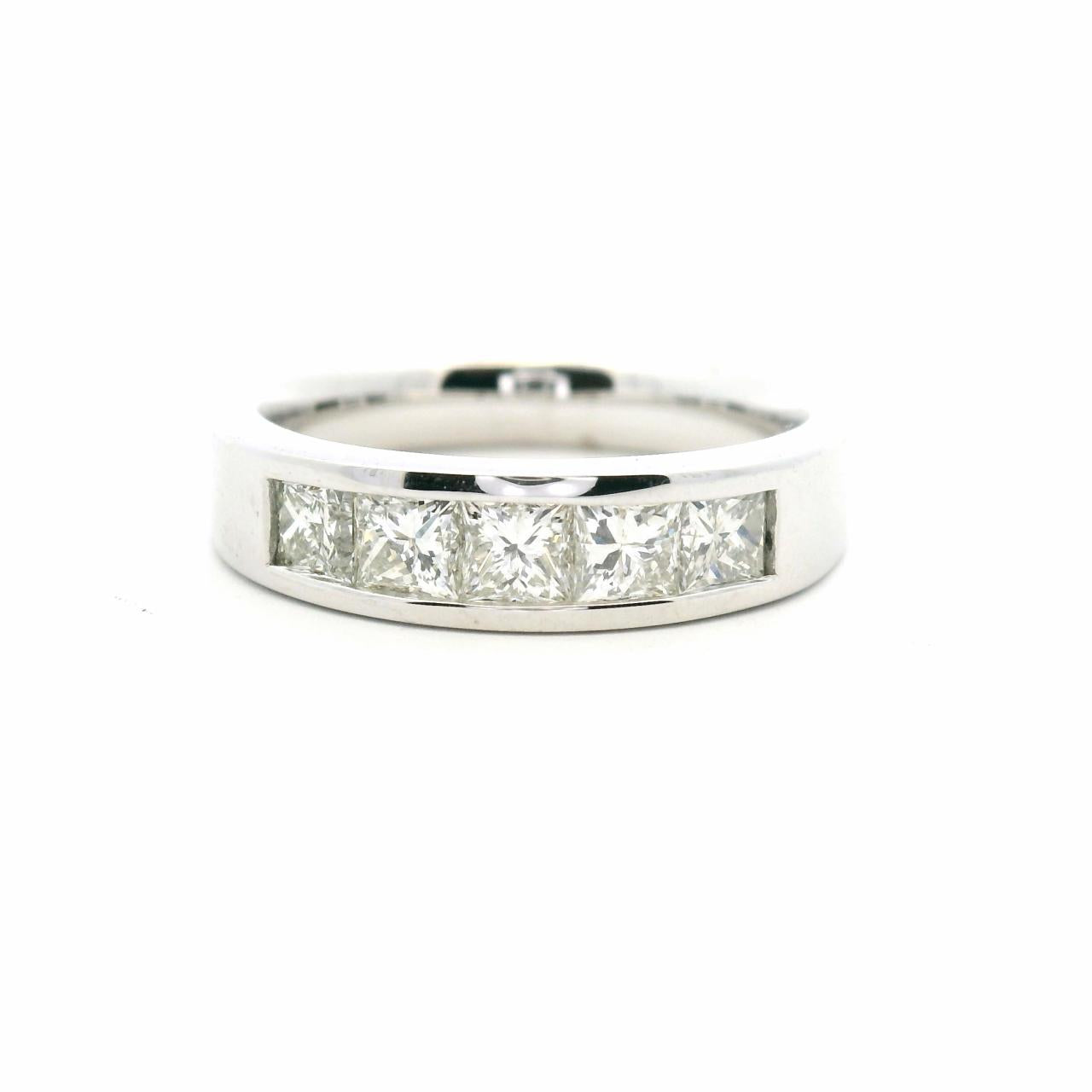 9ct White Gold Five Stone Princess Cut Channel Set Diamond Band