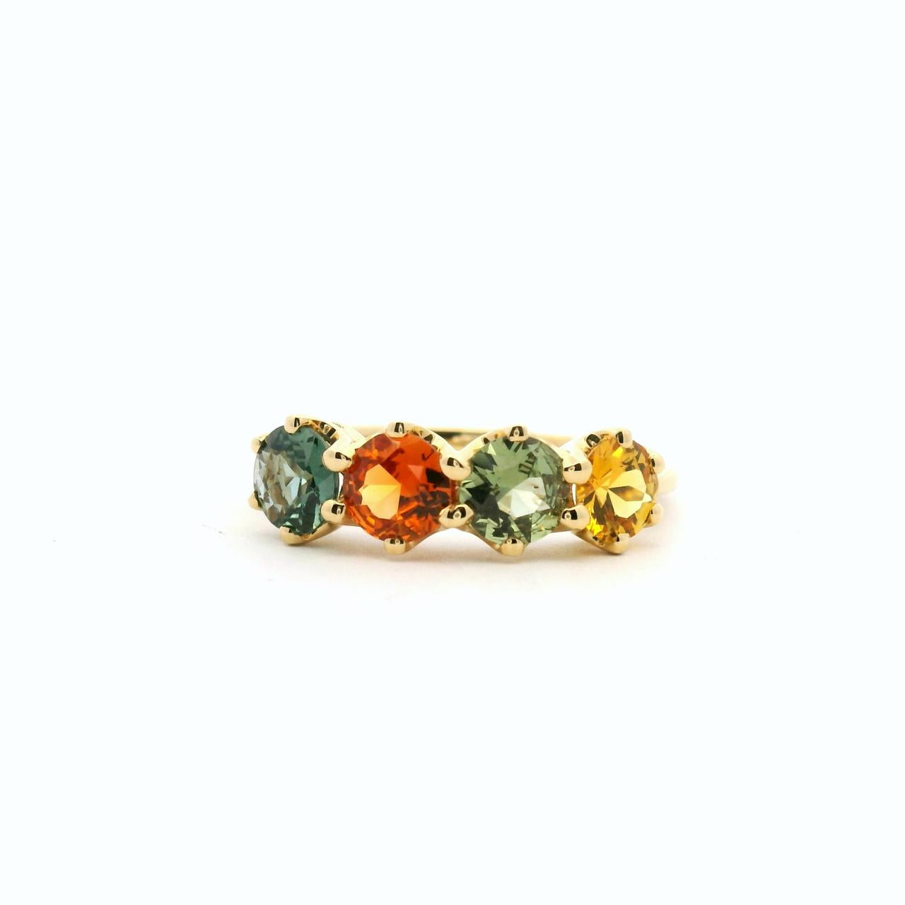 18ct Yellow Gold Five Stone Mixed Sapphire Ring