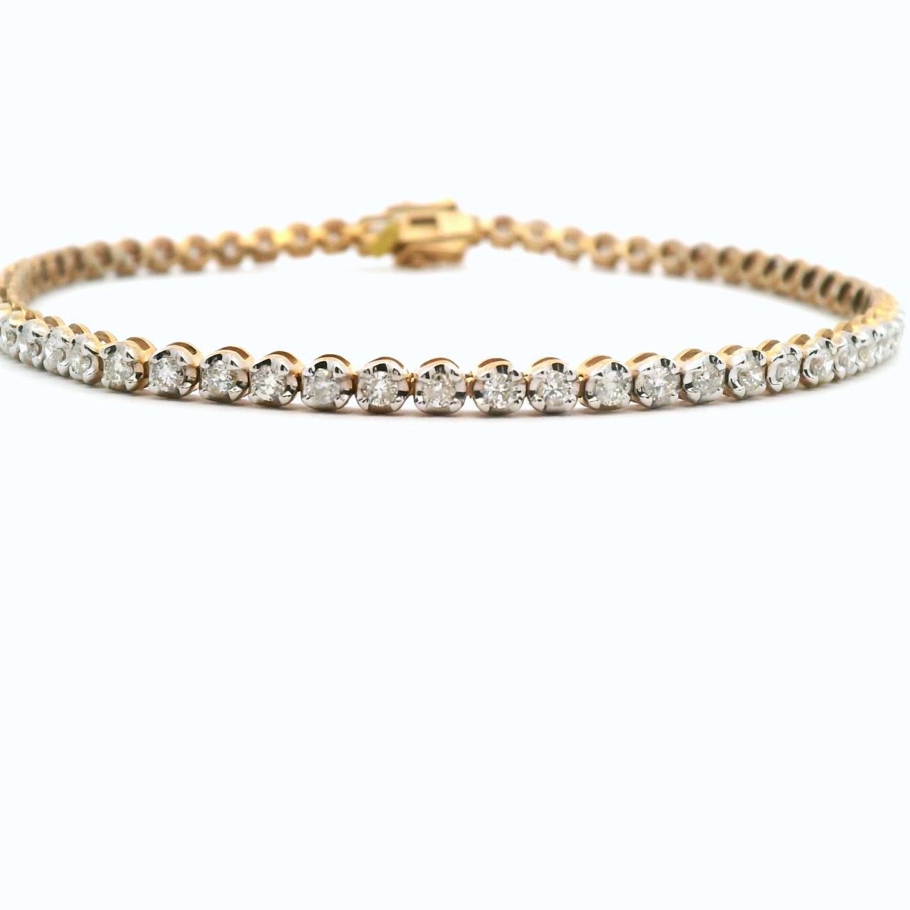9ct Yellow Gold Diamond Tennis Bracelet