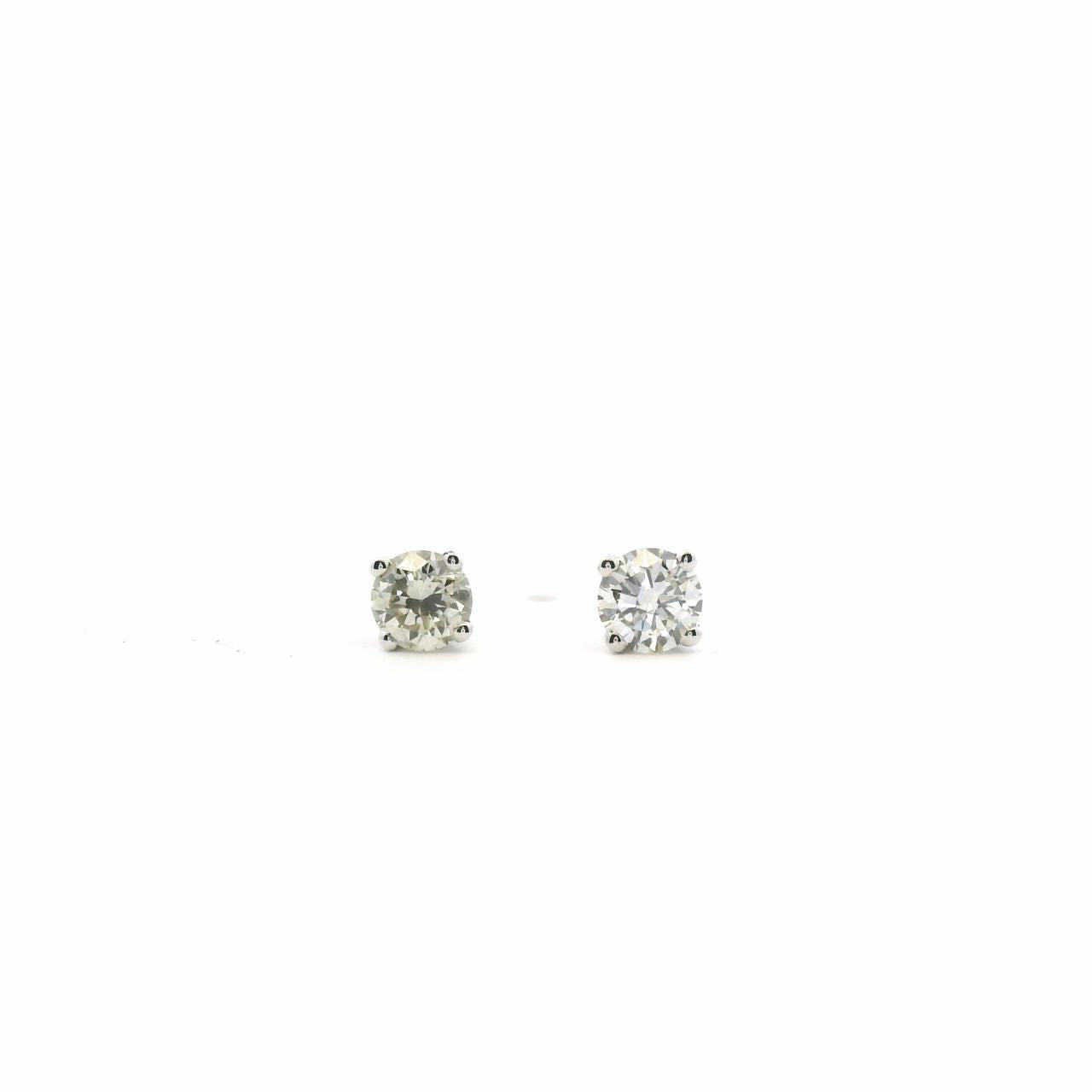 9ct White Gold Diamond Four Claw Stud Earrings