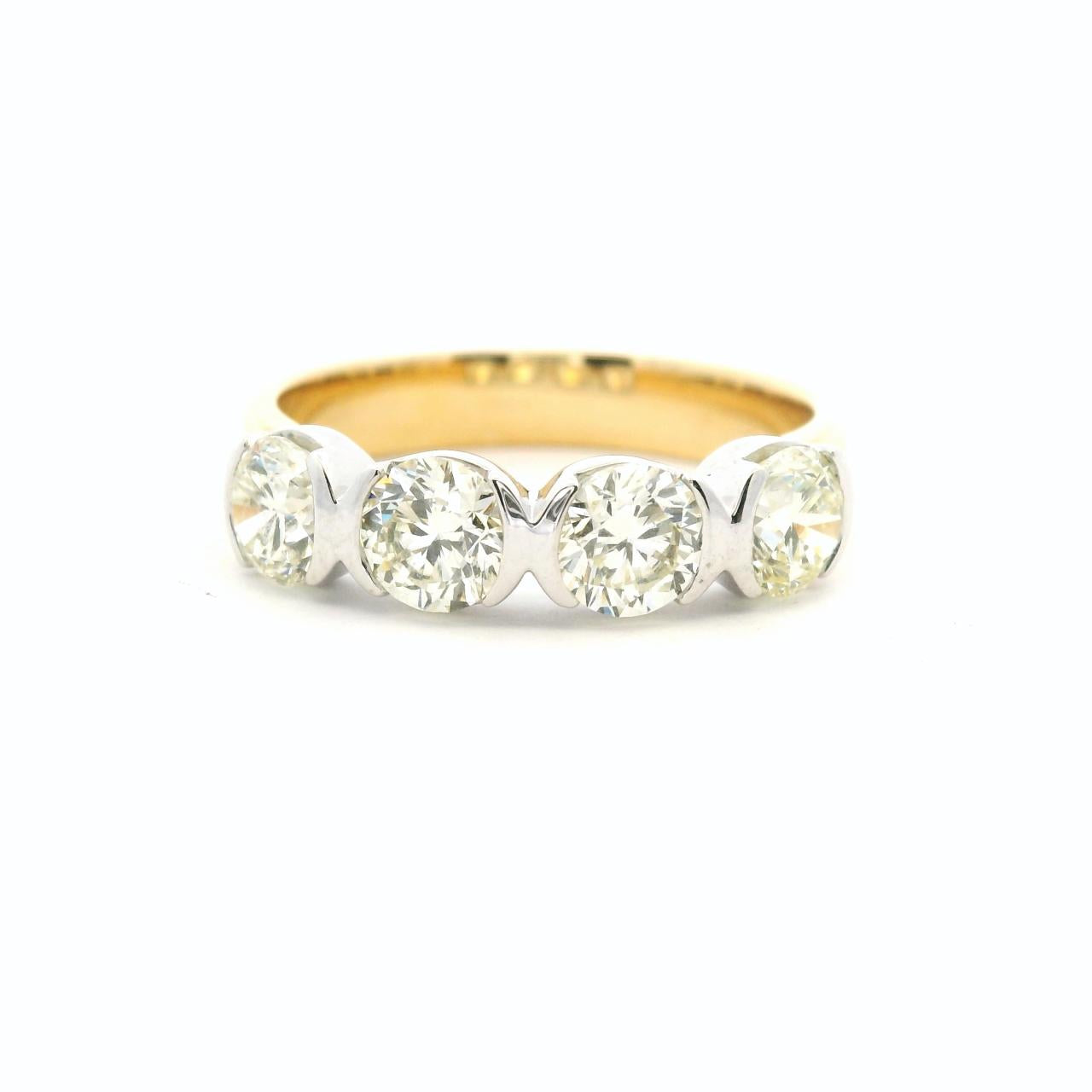 18ct Yellow & White Gold Semi Bezel Four Stone Diamond Ring