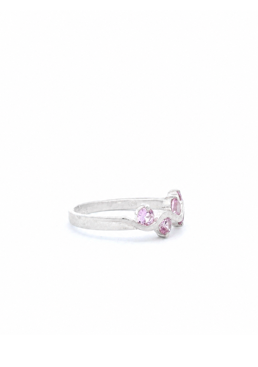 Sterling Silver Pink Five Stone Twist CZ Ring