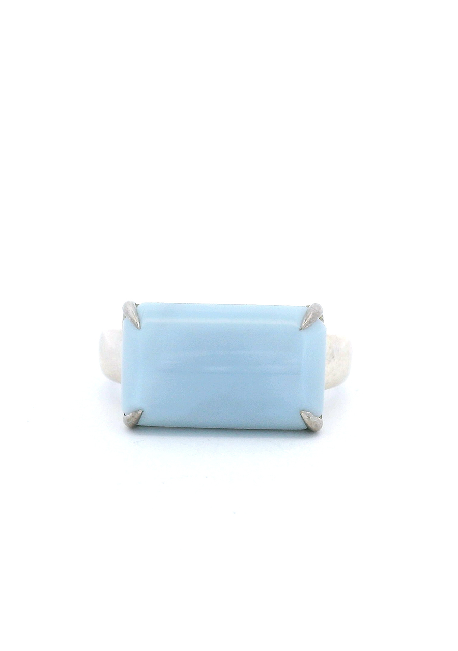 Sterling Silver East West Blue Opal Ring