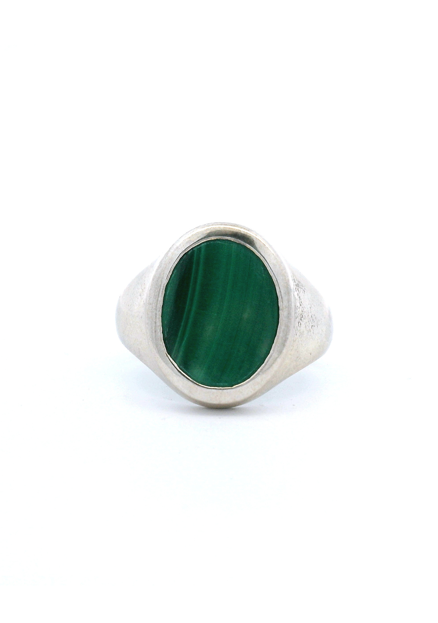 Sterling Silver Malachite Signet Ring