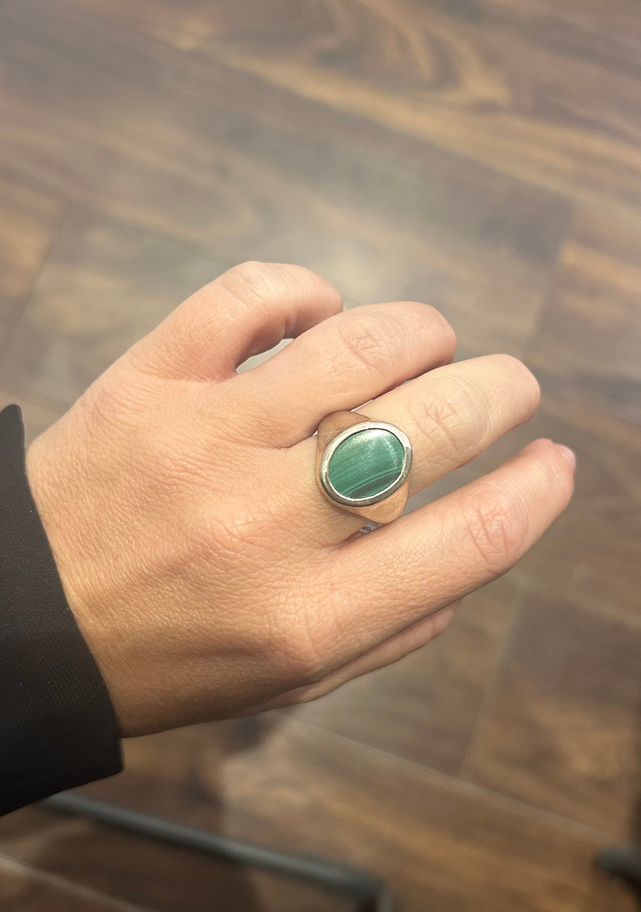Sterling Silver Malachite Signet Ring