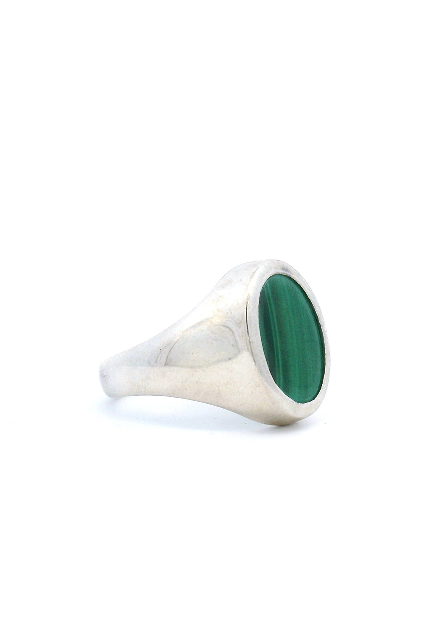 Sterling Silver Malachite Signet Ring