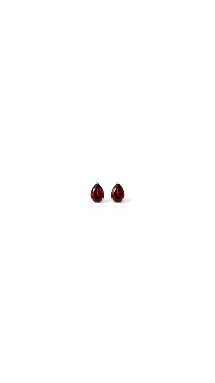 Sterling Silver Pear Garnet Stud Earrings