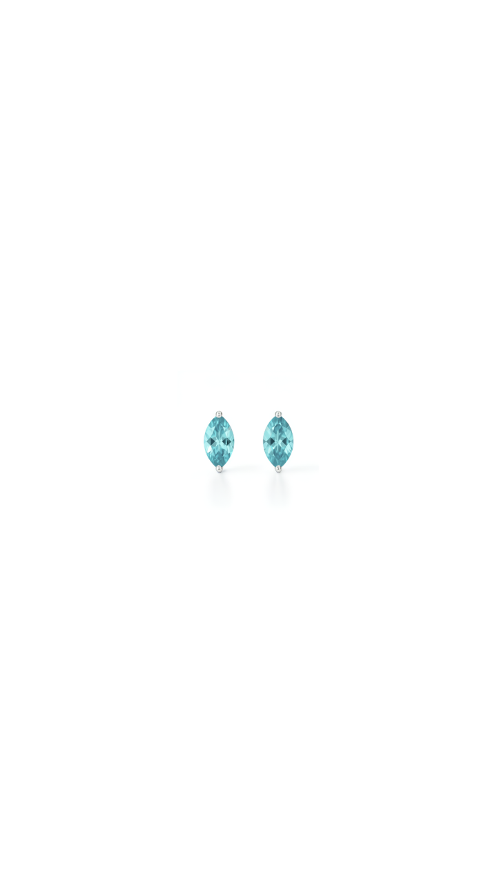 Sterling Silver Marquise Blue Topaz Stud Earrings