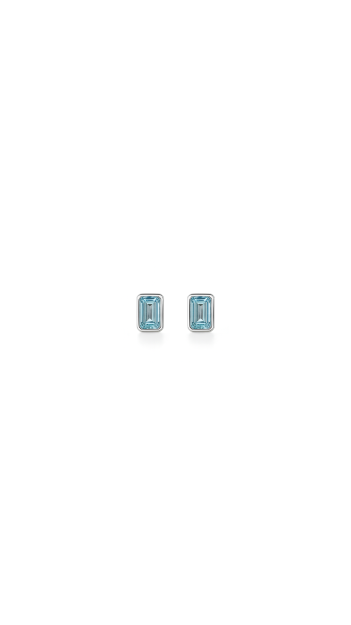 Sterling Silver Octagonal Blue Topaz Stud Earrings