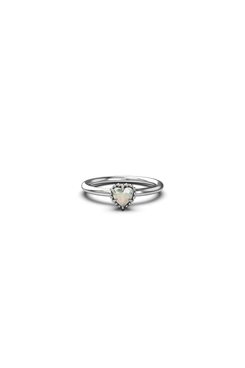 Stolen Girlfriends Club Sterling Silver Opal Dahlia's Heart Ring