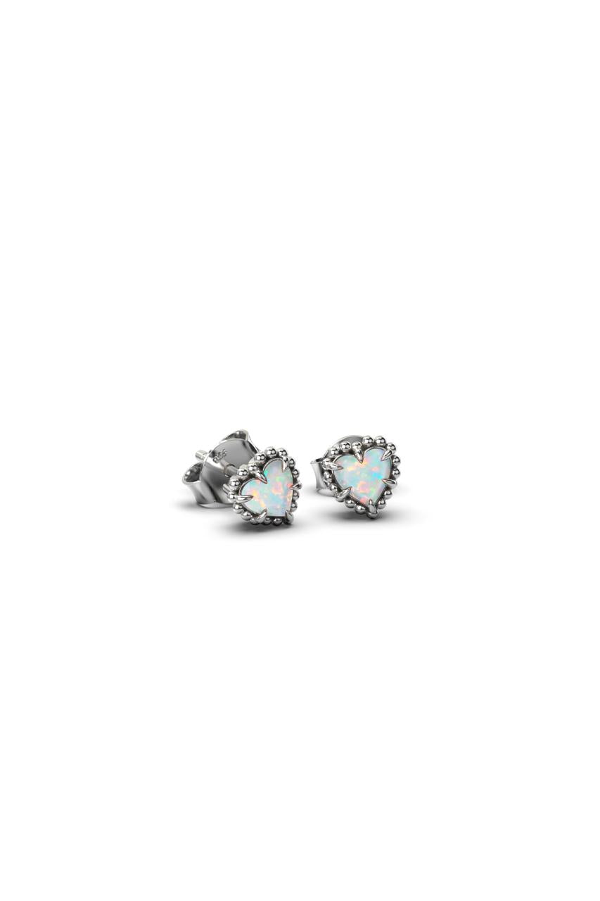 Stolen Girlfriends Club Sterling Silver Opal Dahlia's Heart Earrings
