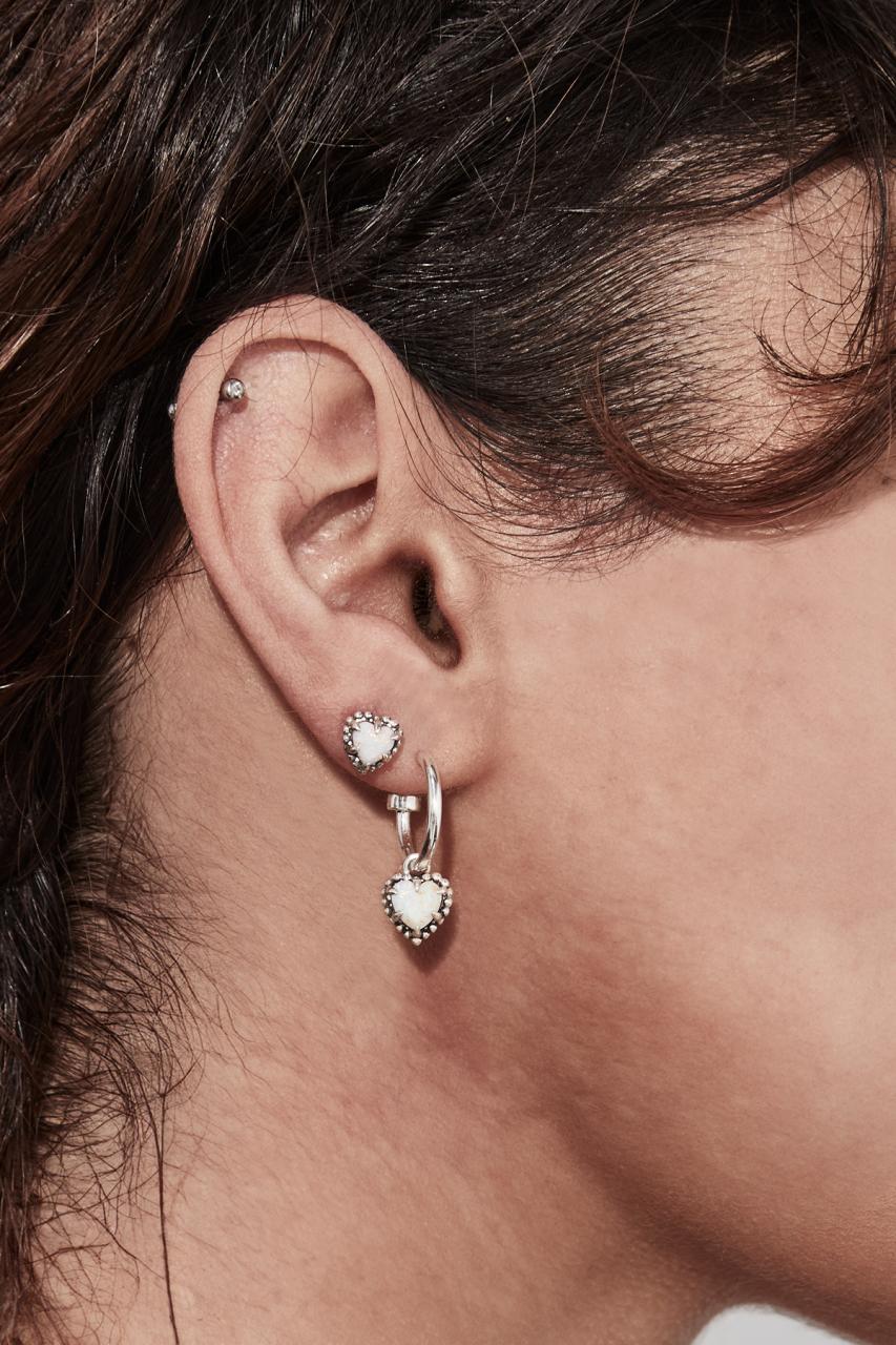 Stolen Girlfriends Club Sterling Silver Opal Dahlia's Heart Earrings
