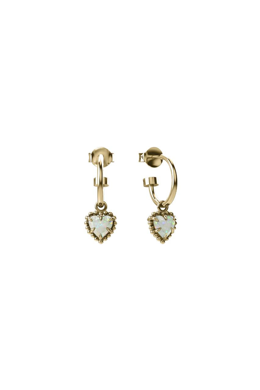 Stolen Girlfriends Club 18ct Gold Plated Opal Dahlia's Heart Anchor Sleeper Earrings