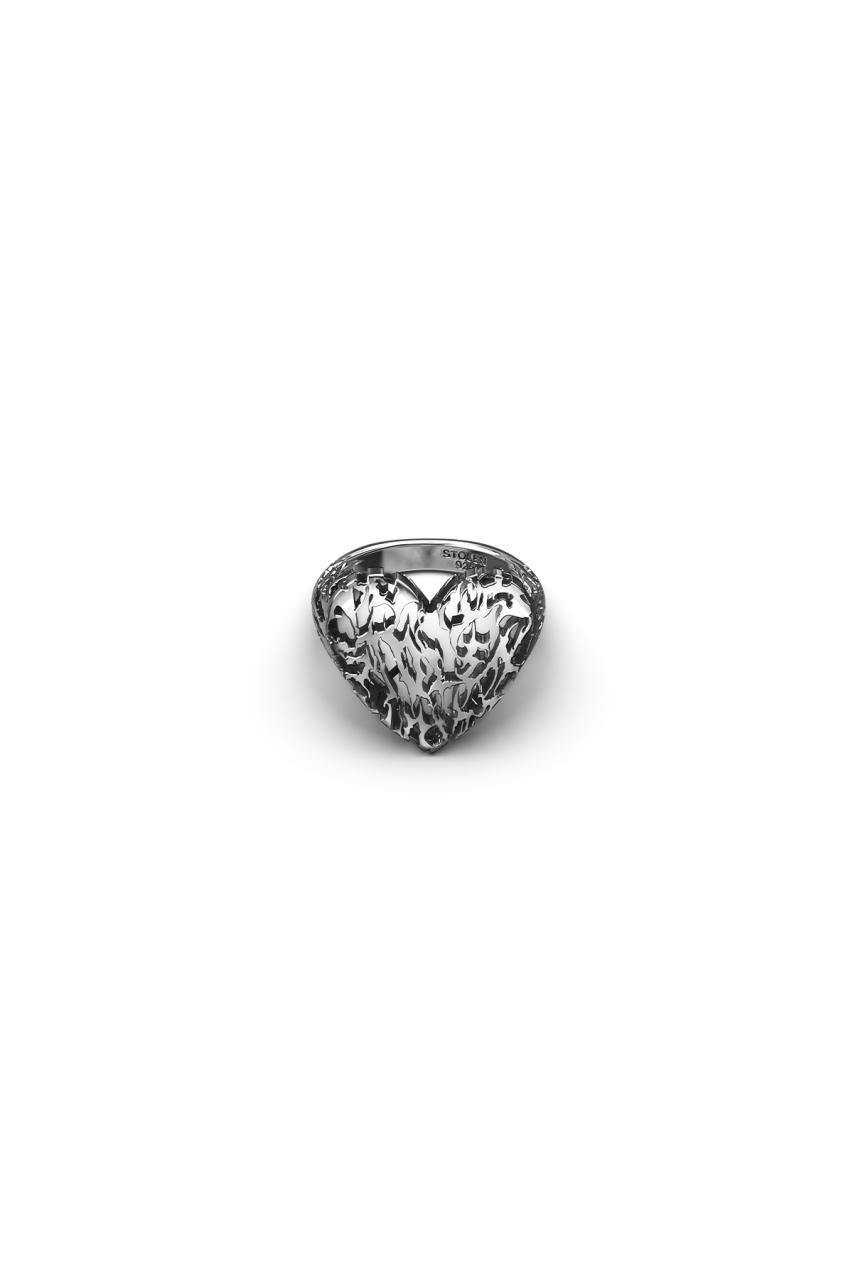 Stolen Girlfriends Club Sterling Silver Death Metal Hearts Ring