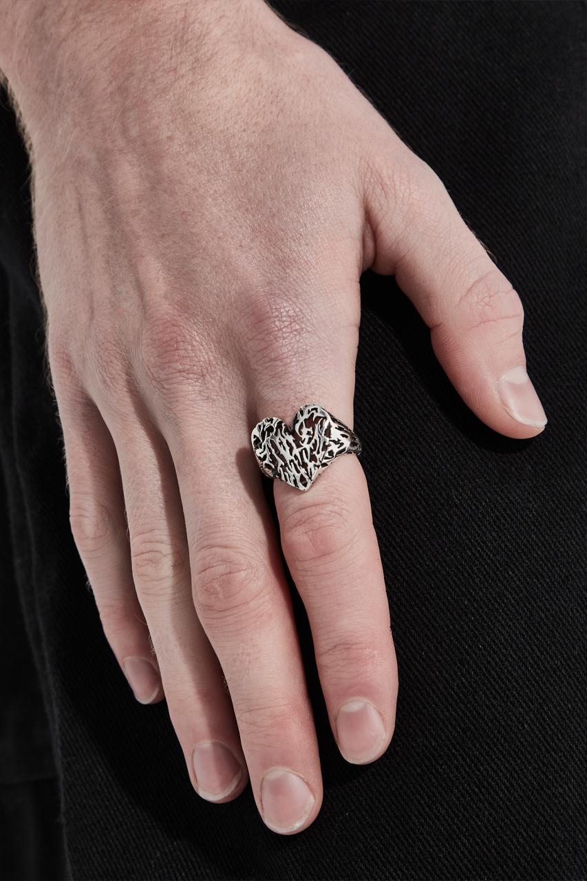 Stolen Girlfriends Club Sterling Silver Death Metal Hearts Ring