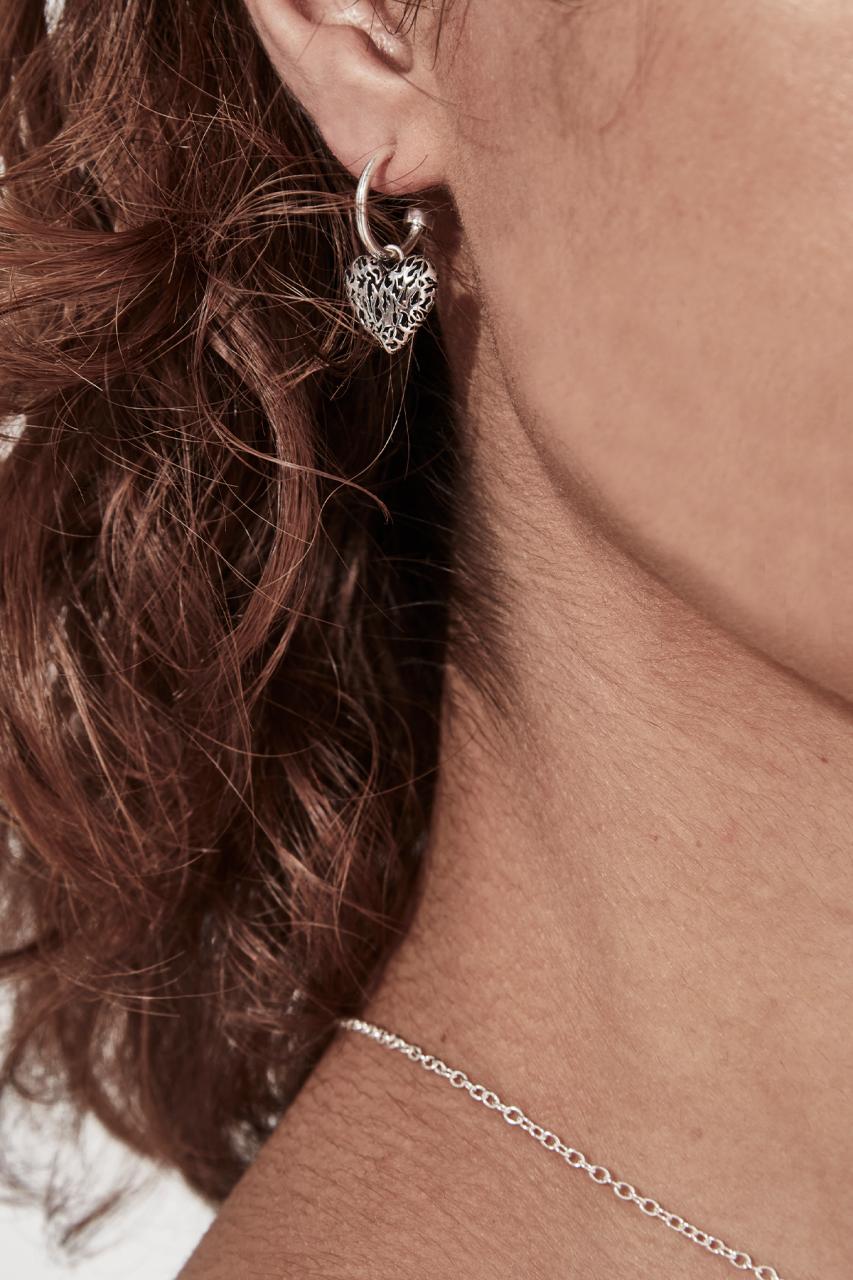 Stolen Girlfriends Club Sterling Silver Death Metal Hearts Anchor Sleeper Earrings