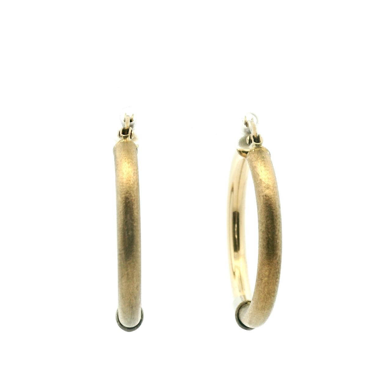 Estate 9ct Yellow Gold Matte & Polished Hoop Earrings