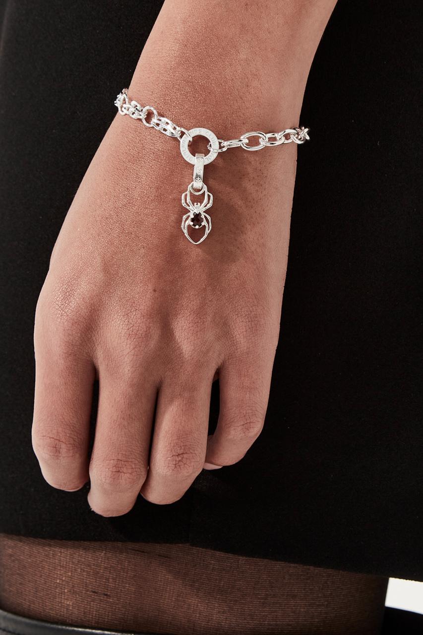 Stolen Girlfriends Club Sterling Silver Spider Charm with Garnet