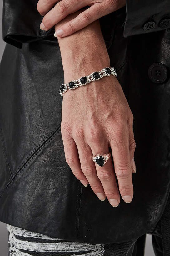 Stolen Girlfriends Club Sterling Silver Love Claw Eternity Onyx Bracelet