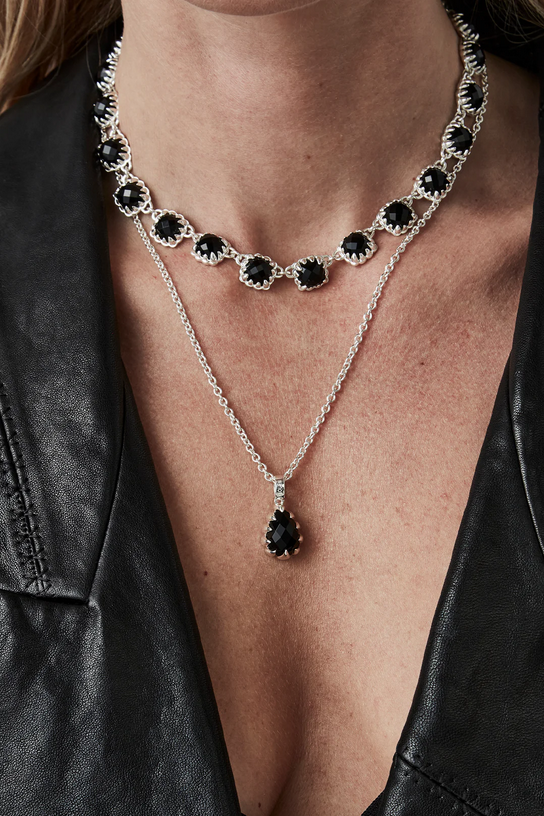 Stolen Girlfriends Club Sterling Silver Love Claw Eternity Onyx Necklace