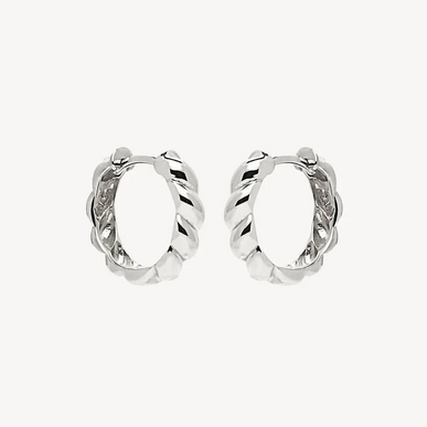 Najo Sterling Silver 4x16mm Zippy Twist Huggie Earrings