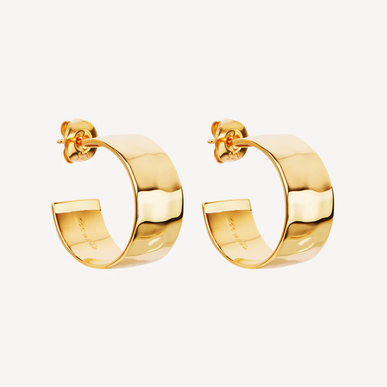 Najo 14ct Gold Plated 10x20mm La Dolce Vita Hoop Earrings