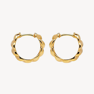 Najo 14ct Gold Plated 4x16mm Zippy Twist Huggie Earrings