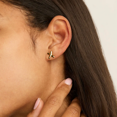 Najo Sterling Silver Cross Stud Earrings