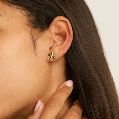 Najo 14ct Gold Plated Cross Stud Earrings