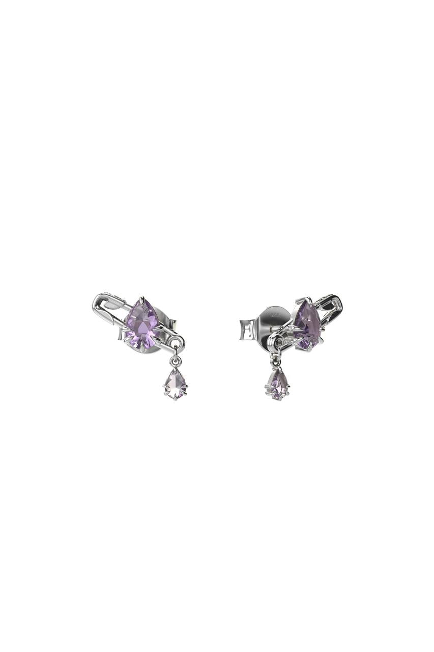 Stolen Girlfriends Club Sterling Silver Purity Pin Earrings with Pink Amethyst