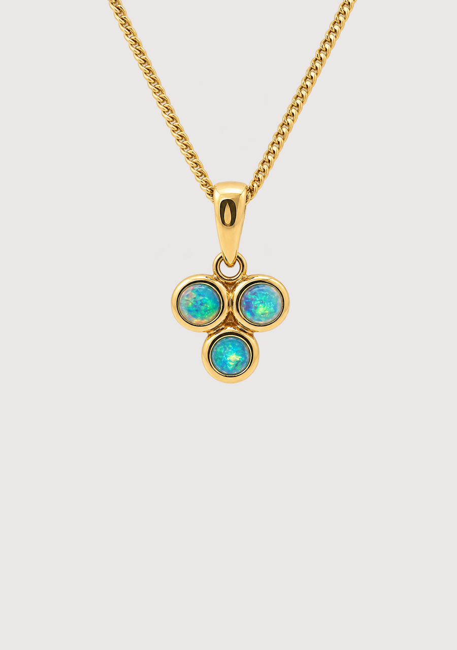 Opal 14ct Yellow Gold Triple Bezel Set Pendant