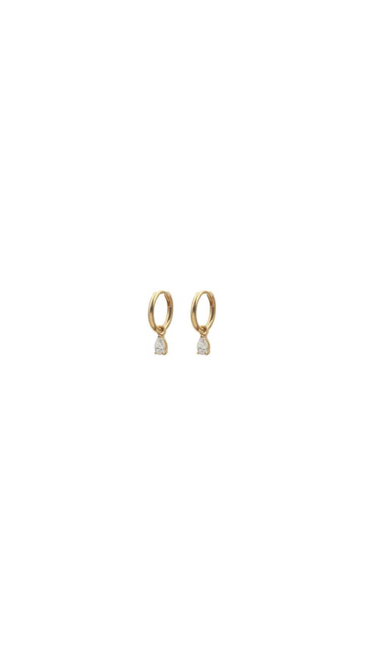 9ct Yellow Gold 0.50ct Pear Cut Laboratory Grown 12mm Huggie Earrings