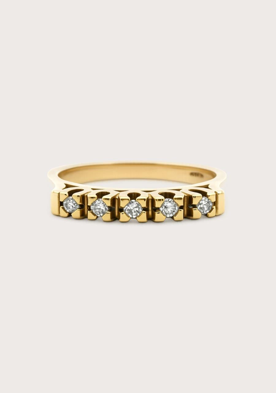 Estate 18ct Yellow Gold Diamond Five Stone Ring