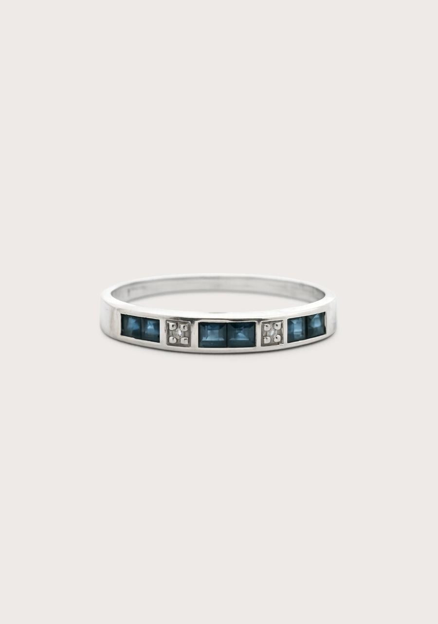 Estate 9ct White Gold Sapphire & Diamond Ring