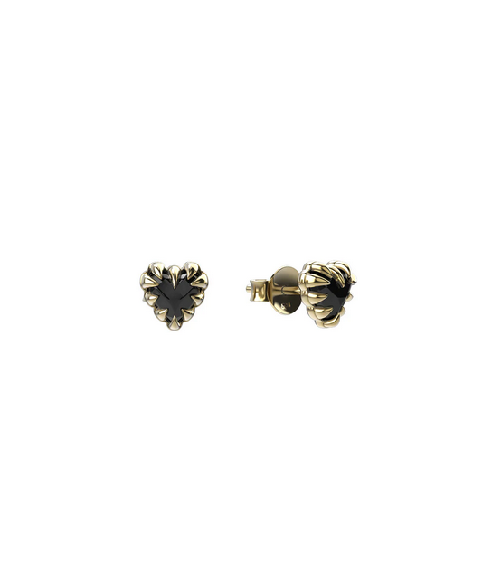 Stolen Girlfriends Club 18ct Gold Plated Mini Love Claw Earrings with Onyx