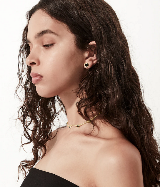 Stolen Girlfriends Club 18ct Gold Plated Mini Love Claw Earrings with Onyx