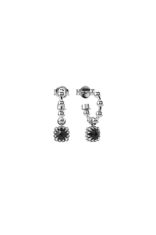 Stolen Girlfriends Club Sterling Silver Baby Claw Ball Chain Sleeper Earrings with Onyx