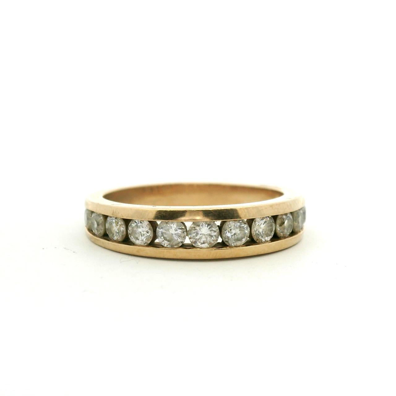 Estate 10ct Yellow Gold Diamond Channel Set Ring